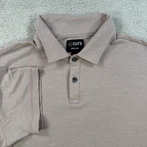 Cuts Clothing Polo Mens Medium Beige Curved Hem Performance Stretch Shirt